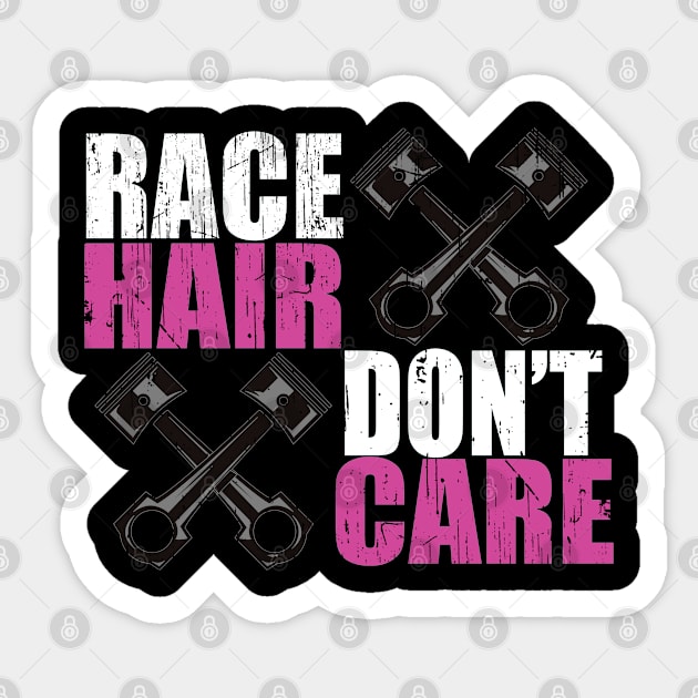 Drag Racing - Race Hair Dont Care Sticker by Kudostees